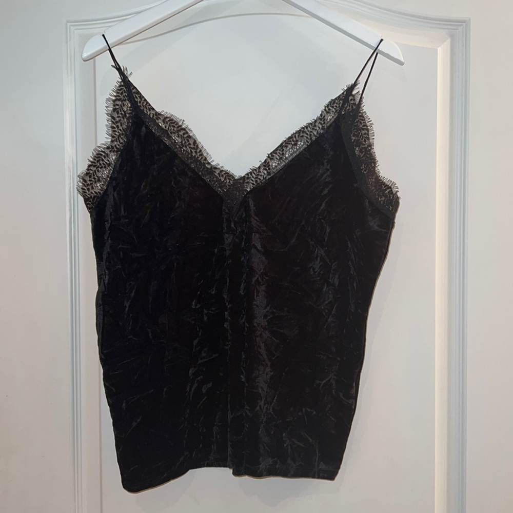 Zara velvet camisole with lace trim
